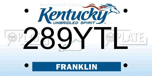289YTL Kentucky License Plate