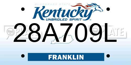 28A709L Kentucky License Plate