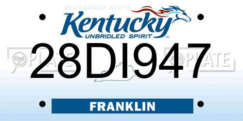 28DI947 Kentucky License Plate