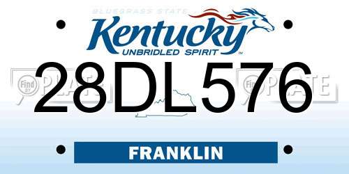 28DL576 Kentucky License Plate