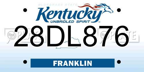28DL876 Kentucky License Plate
