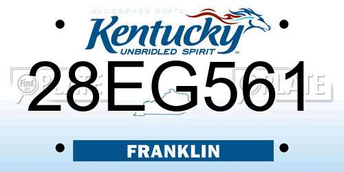 28EG561 Kentucky License Plate