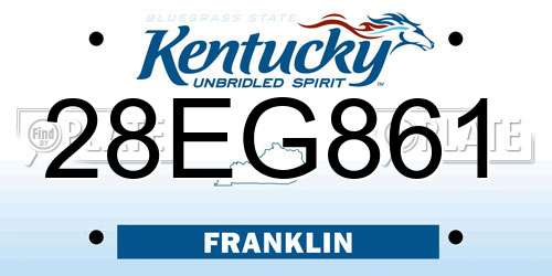 28EG861 Kentucky License Plate