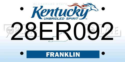 28ER092 Kentucky License Plate