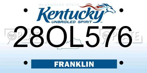 28OL576 Kentucky License Plate