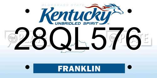 28QL576 Kentucky License Plate