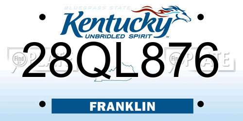 28QL876 Kentucky License Plate