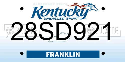 28SD921 Kentucky License Plate