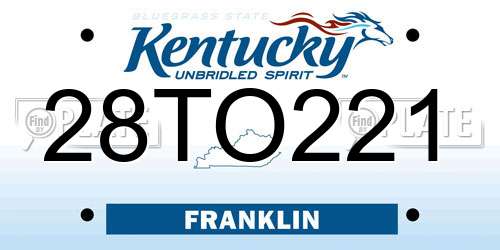 28TO221 Kentucky License Plate