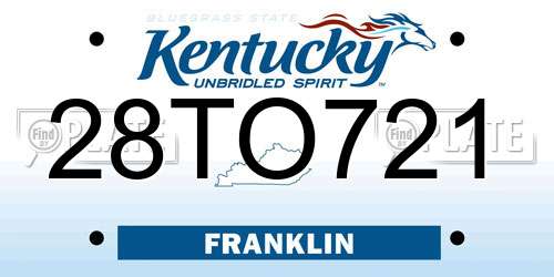28TO721 Kentucky License Plate