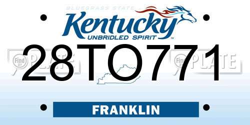 28TO771 Kentucky License Plate