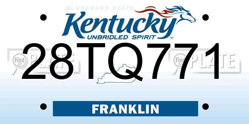 28TQ771 Kentucky License Plate