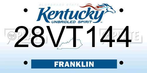 28VT144 Kentucky License Plate