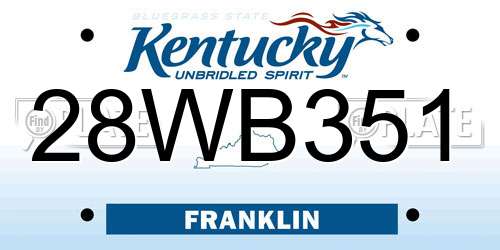 28WB351 Kentucky License Plate