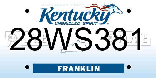 28WS381 Kentucky License Plate