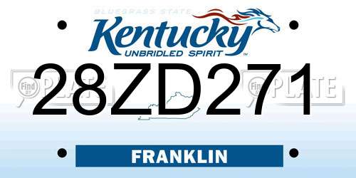 28ZD271 Kentucky License Plate