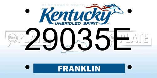 29035E Kentucky License Plate