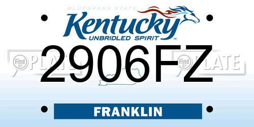 2906FZ Kentucky License Plate
