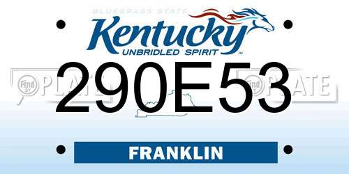 290E53 Kentucky License Plate
