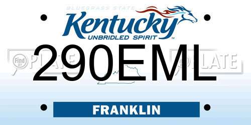 290EML Kentucky License Plate