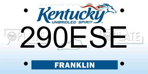 290ESE Kentucky License Plate