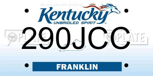 290JCC Kentucky License Plate