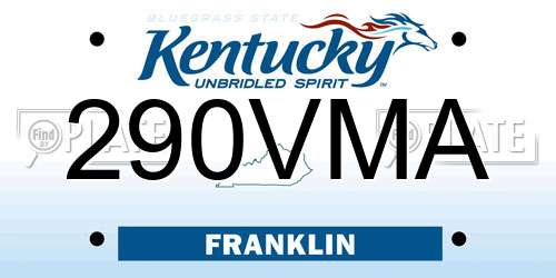 290VMA Kentucky License Plate