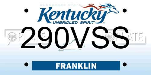 290VSS Kentucky License Plate