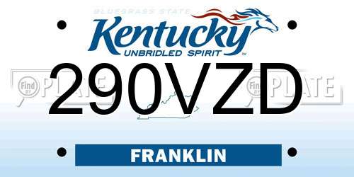 290VZD Kentucky License Plate