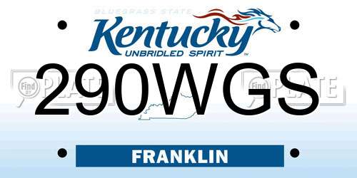 290WGS Kentucky License Plate