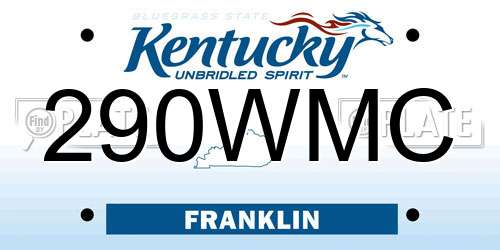 290WMC Kentucky License Plate