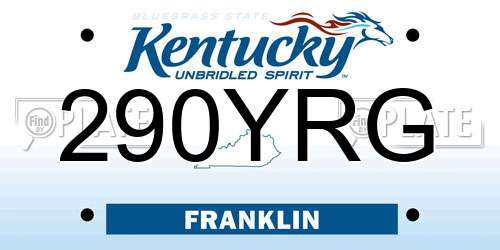290YRG Kentucky License Plate