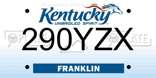 290YZX Kentucky License Plate