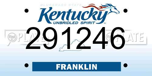 291246 Kentucky License Plate