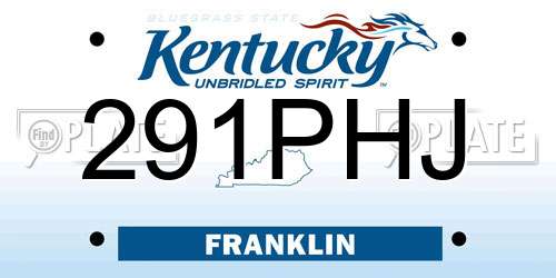 291PHJ Kentucky License Plate