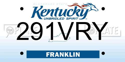 291VRY Kentucky License Plate