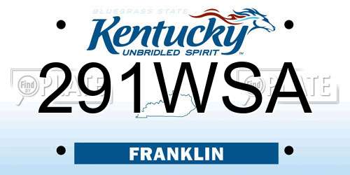 291WSA Kentucky License Plate