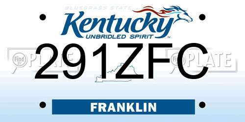 291ZFC Kentucky License Plate