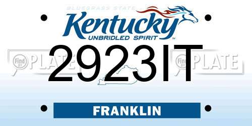 2923IT Kentucky License Plate