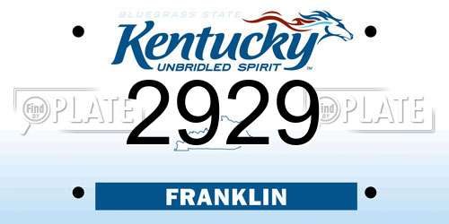 2929 Kentucky License Plate