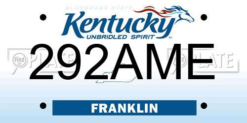 292AME Kentucky License Plate