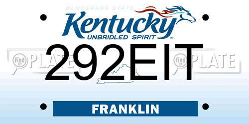 292EIT Kentucky License Plate