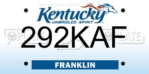 292KAF Kentucky License Plate