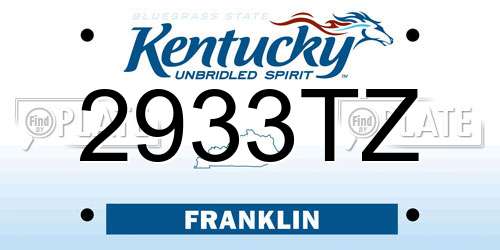 2933TZ Kentucky License Plate