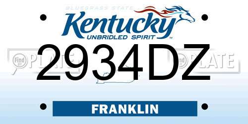 2934DZ Kentucky License Plate