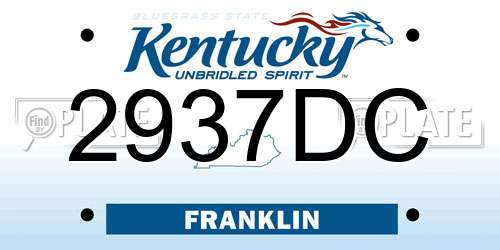 2937DC Kentucky License Plate
