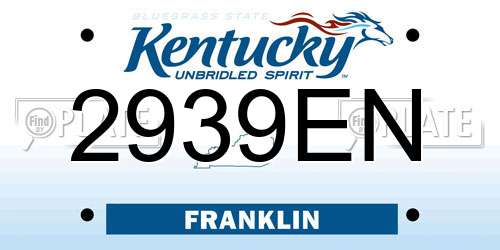 2939EN Kentucky License Plate