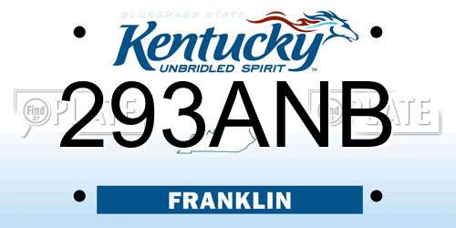 293ANB Kentucky License Plate