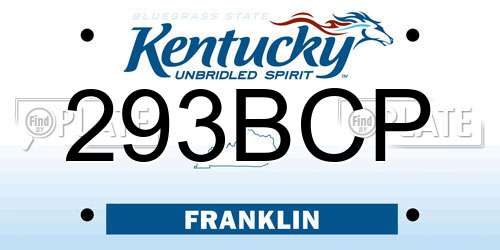 293BCP Kentucky License Plate