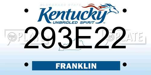 293E22 Kentucky License Plate